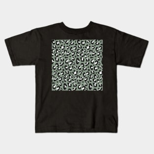 Sage Green Geometric Leopard Print Kids T-Shirt